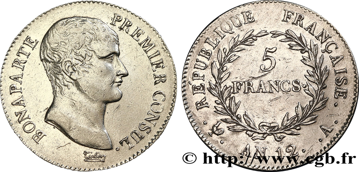 5 francs Bonaparte Premier Consul 1804 Paris F.301/9 TTB48 
