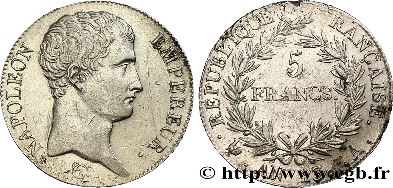 5 francs Napoléon Empereur, Calendrier révolutionnaire 1805 Paris F.303/2 TTB48 