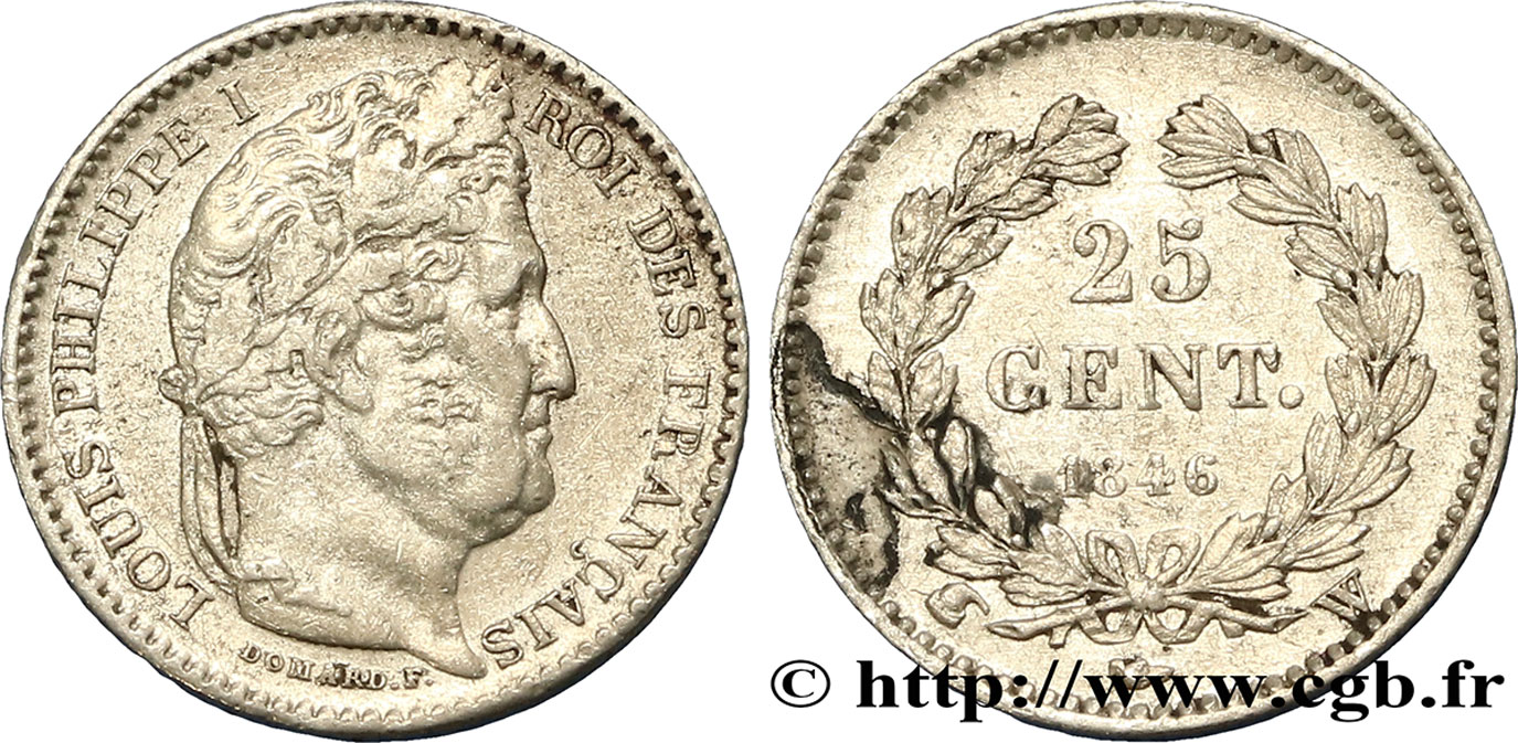 25 centimes Louis-Philippe 1846 Lille F.167/8 TTB48 