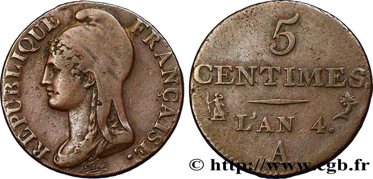 5 centimes Dupré, petit module 1796 Paris F.113/1 TTB45 