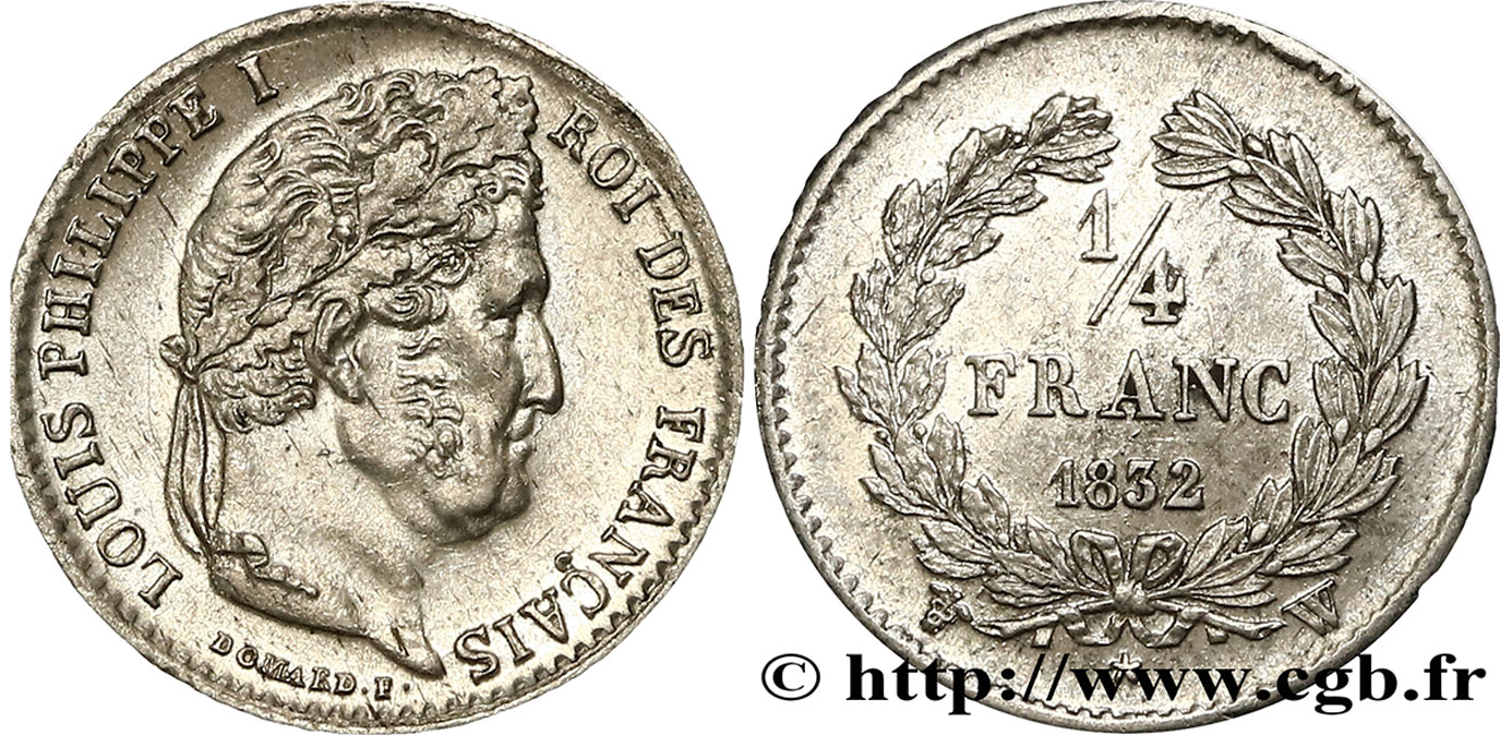1/4 franc Louis-Philippe 1832 Lille F.166/29 SUP55 