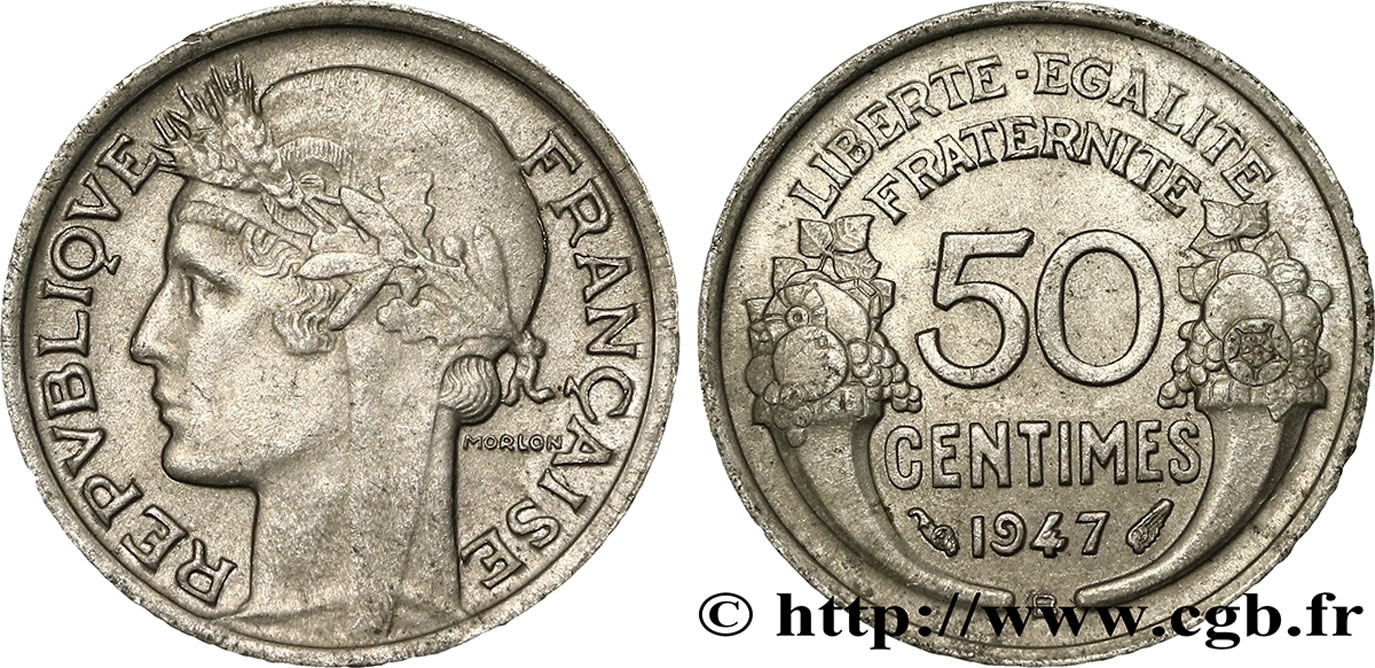50 centimes Morlon, légère 1947 Beaumont-le-Roger F.194/11 TTB48 