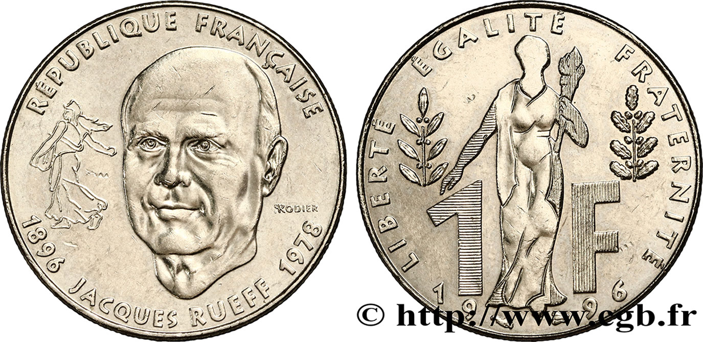 1 franc Jacques Rueff 1996  F.231/2 AU52 