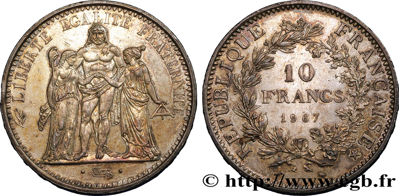 10 francs Hercule 1967  F.364/5 AU52 