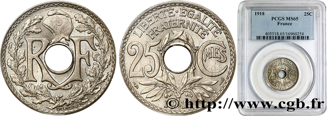 25 centimes Lindauer 1918  F.171/2 FDC65 PCGS