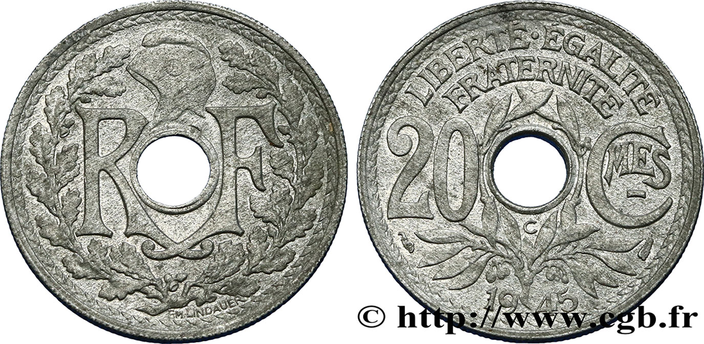 20 centimes Lindauer Zinc 1945 Castelsarrasin F.155/4 VZ58 