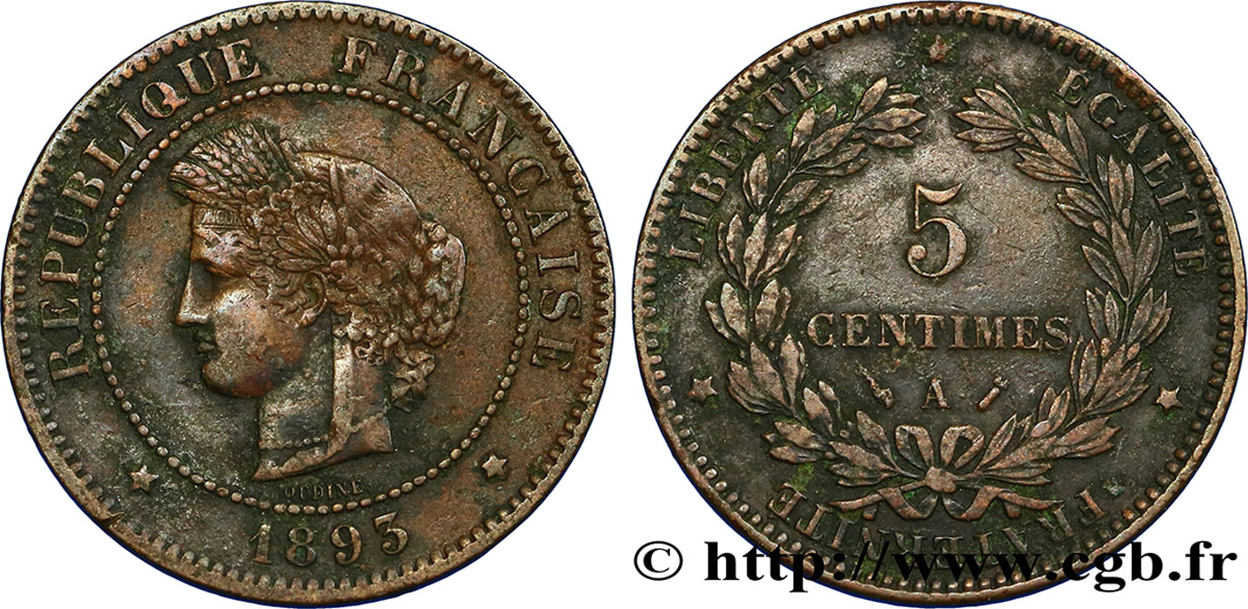 5 centimes Cérès 1893 Paris F.118/35 TB35 