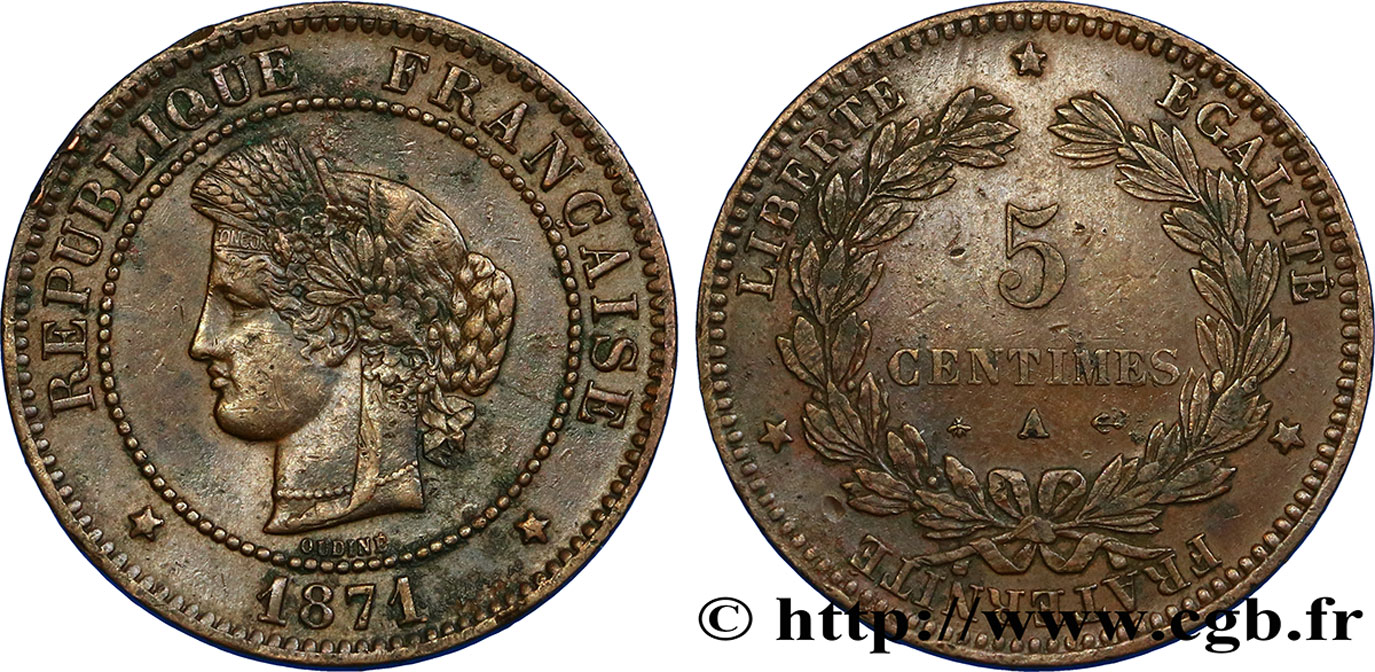 5 centimes Cérès 1871  Paris F.118/2 BB45 