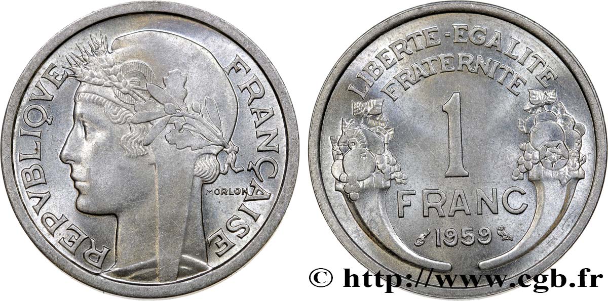1 franc Morlon, légère 1959  F.221/23 MS62 