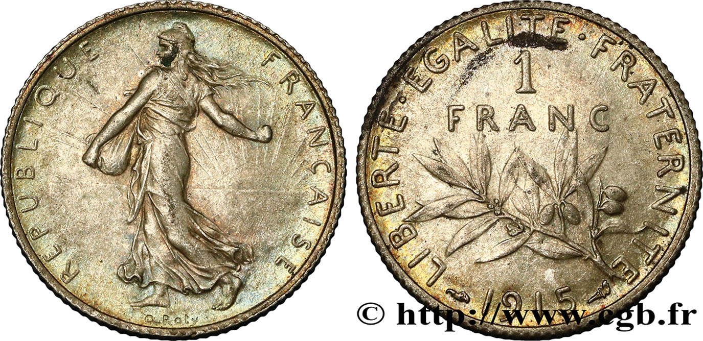 1 franc Semeuse 1915 Paris F.217/21 VZ58 