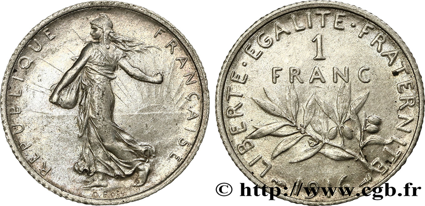 1 franc Semeuse 1916 Paris F.217/22 EBC60 