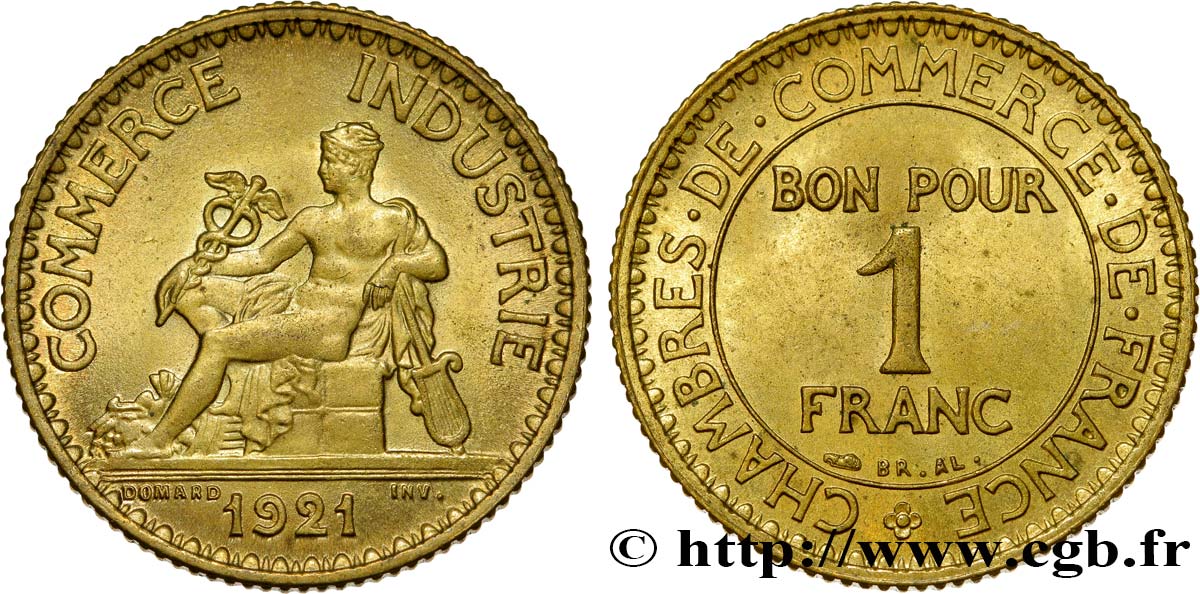 1 franc Chambres de Commerce 1921 Paris F.218/3 VZ62 