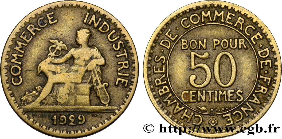 50 centimes Chambres de Commerce 1929 Paris F.191/11 BC25 