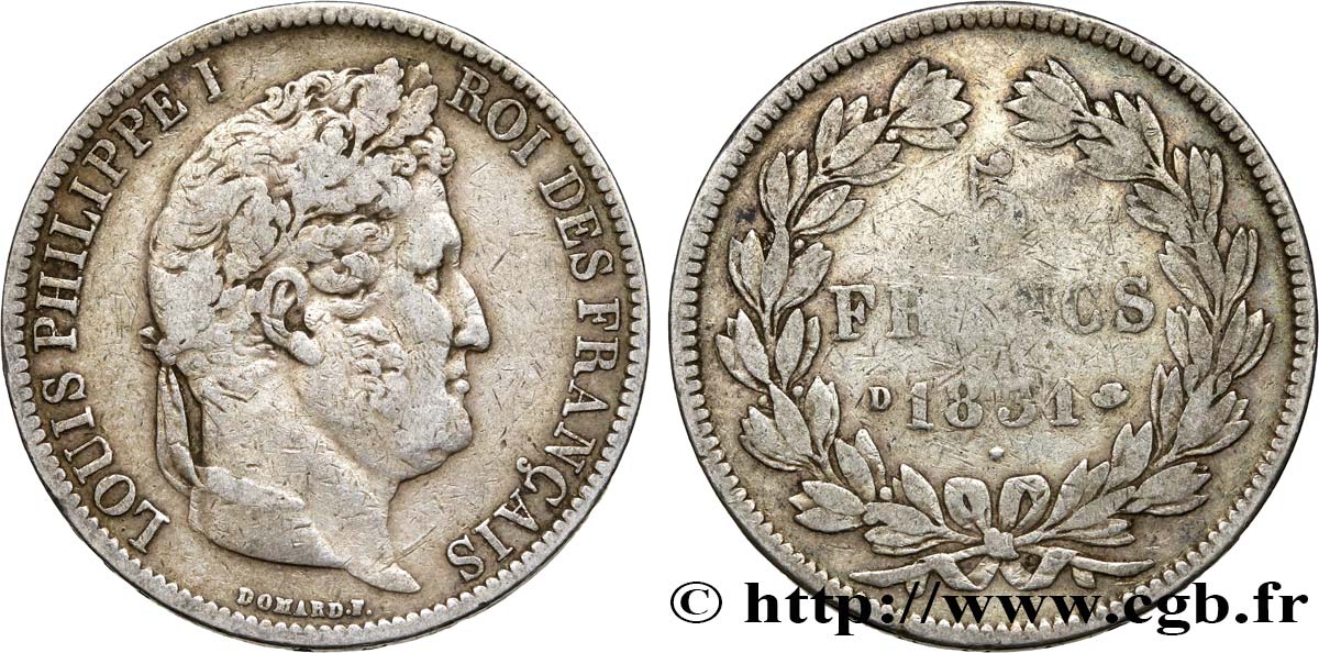 5 francs Ier type Domard, tranche en creux 1831 Lyon F.319/2 F15 