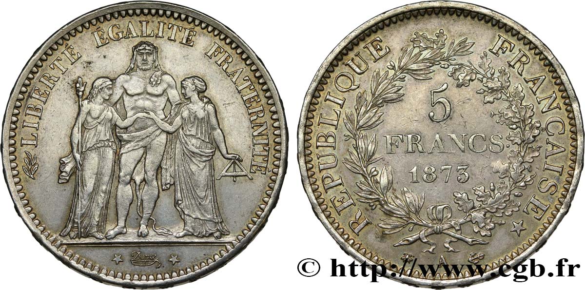 5 francs Hercule 1873 Paris F.334/9 MBC48 