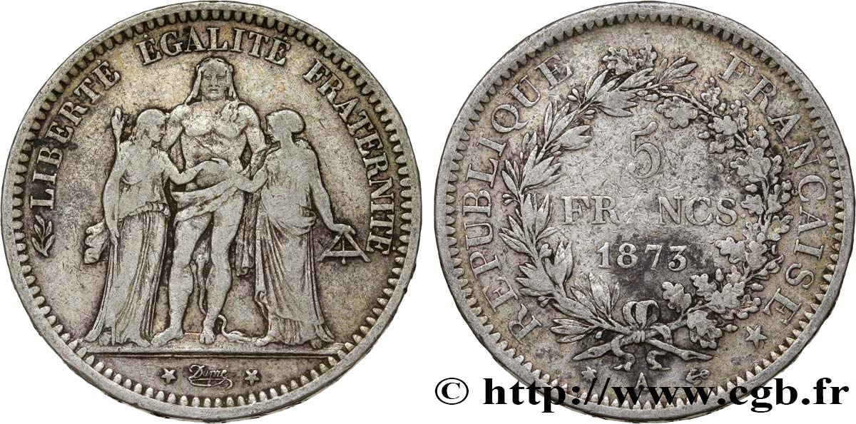 5 francs Hercule 1873 Paris F.334/9 TB18 