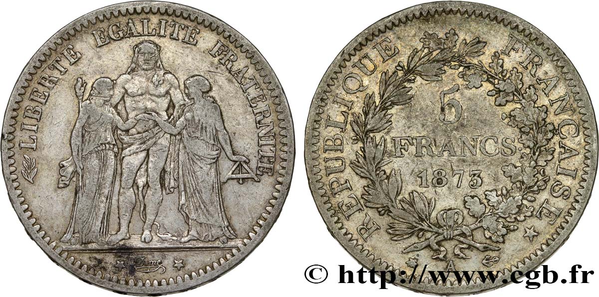 5 francs Hercule 1873 Paris F.334/9 MB22 