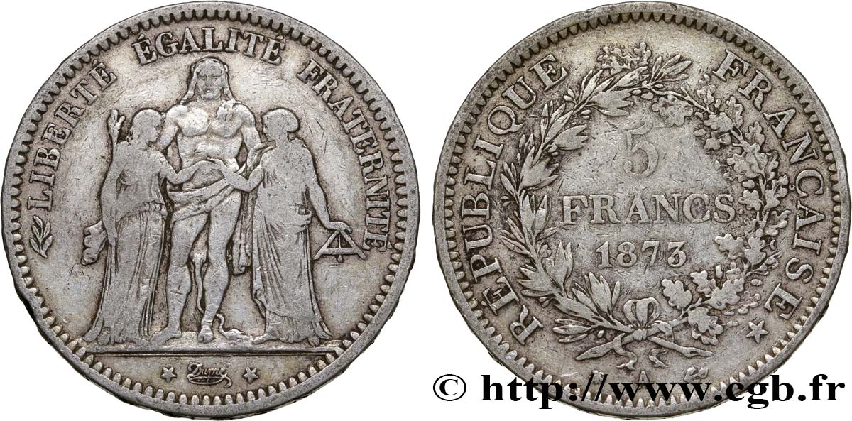5 francs Hercule 1873 Paris F.334/9 TB18 
