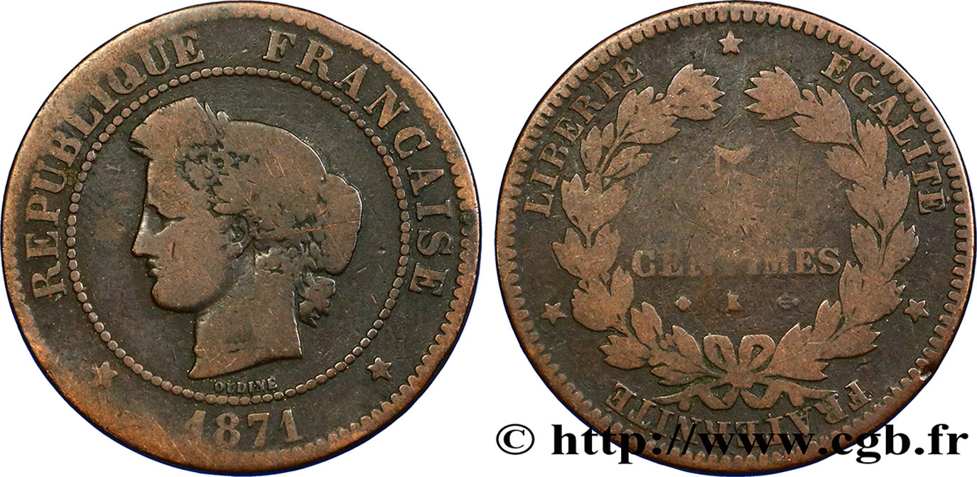 5 centimes Cérès 1871 Bordeaux F.118/3 VG10 
