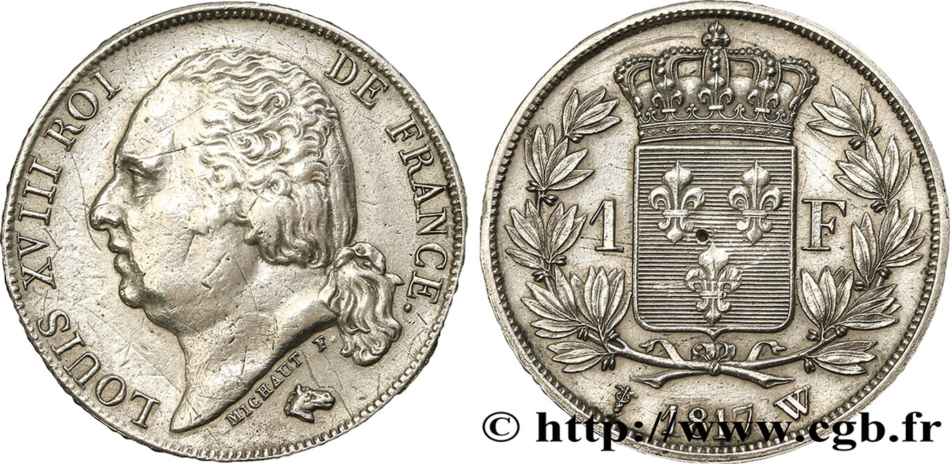 1 franc Louis XVIII 1817 Lille F.206/17 XF48 
