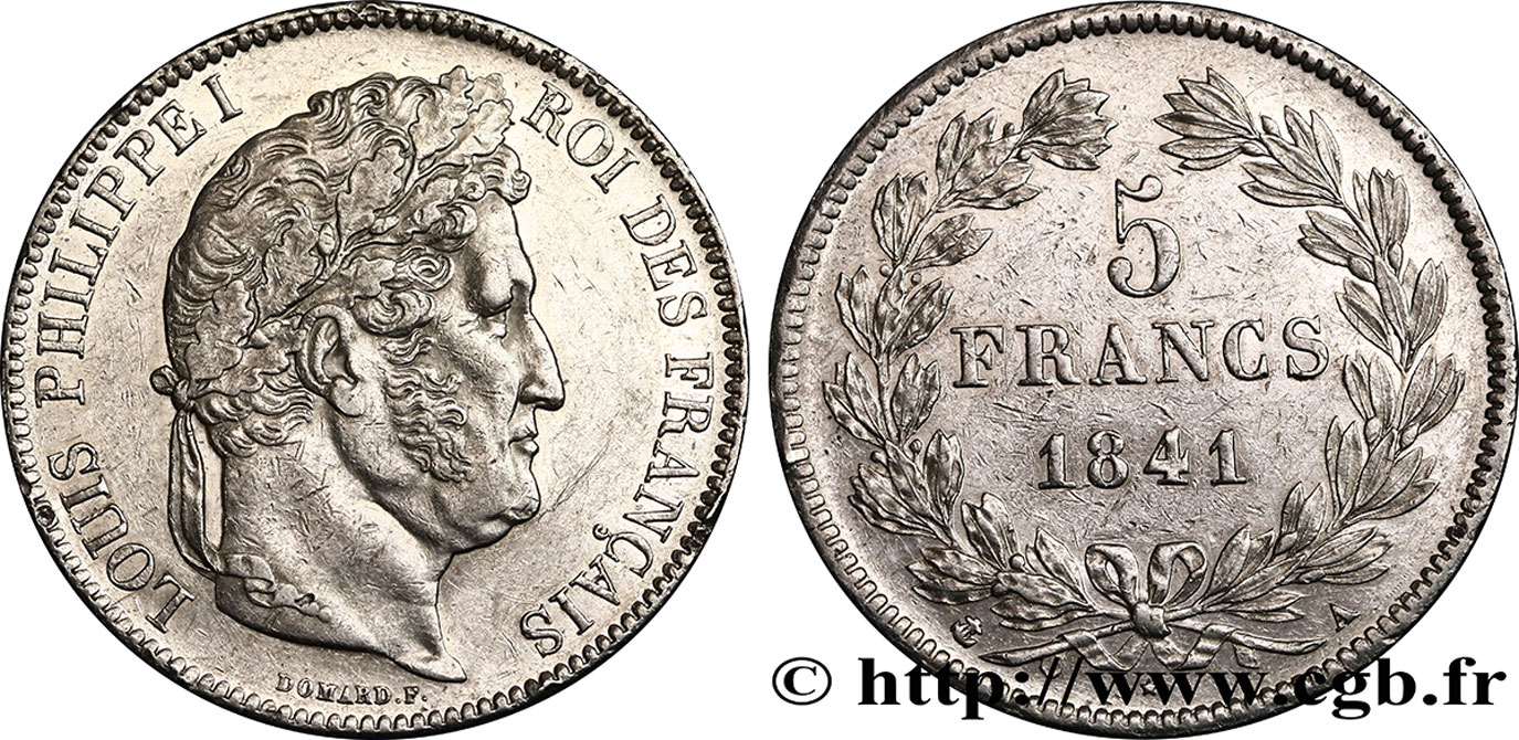 5 francs, IIe type Domard 1841 Paris F.324/90 AU50 
