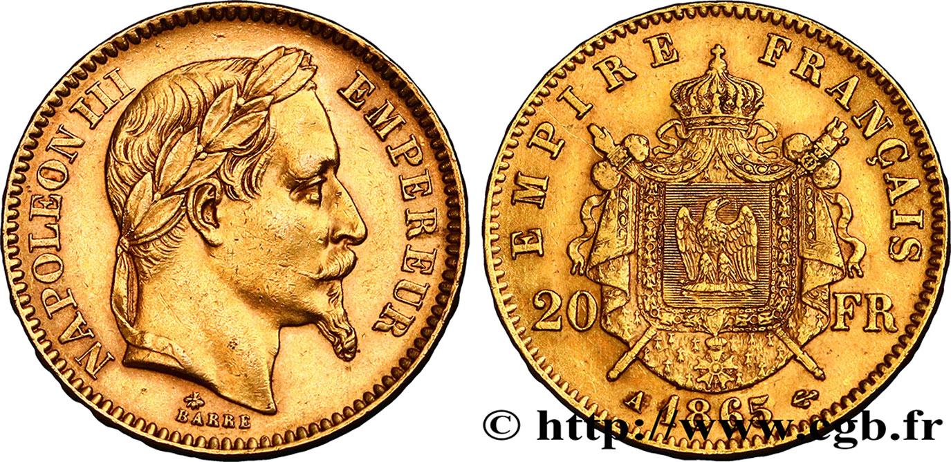 Valeur Piece 20 Francs Or Napoleon 1865