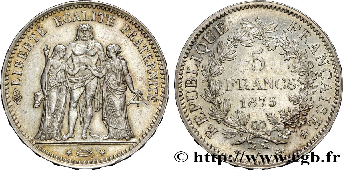 5 francs Hercule 1875 Paris F.334/14 BB 