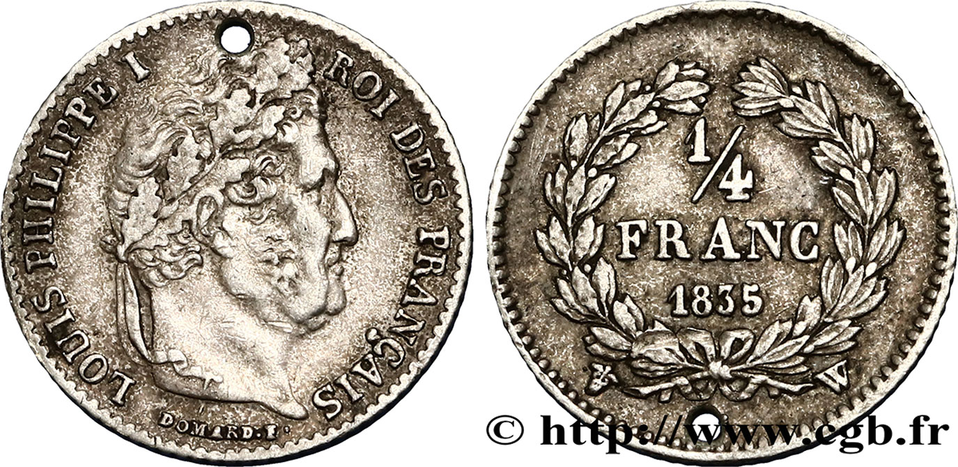 1/4 franc Louis-Philippe 1835 Lille F.166/58 BB 