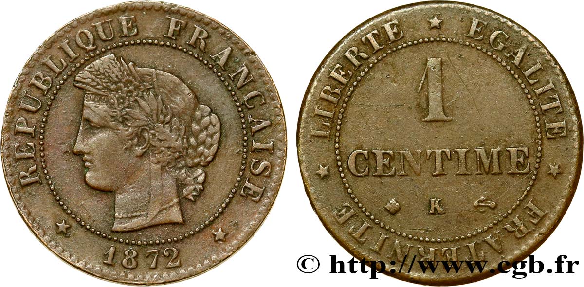 1 centime Cérès 1872 Bordeaux F.104/2 TTB45 