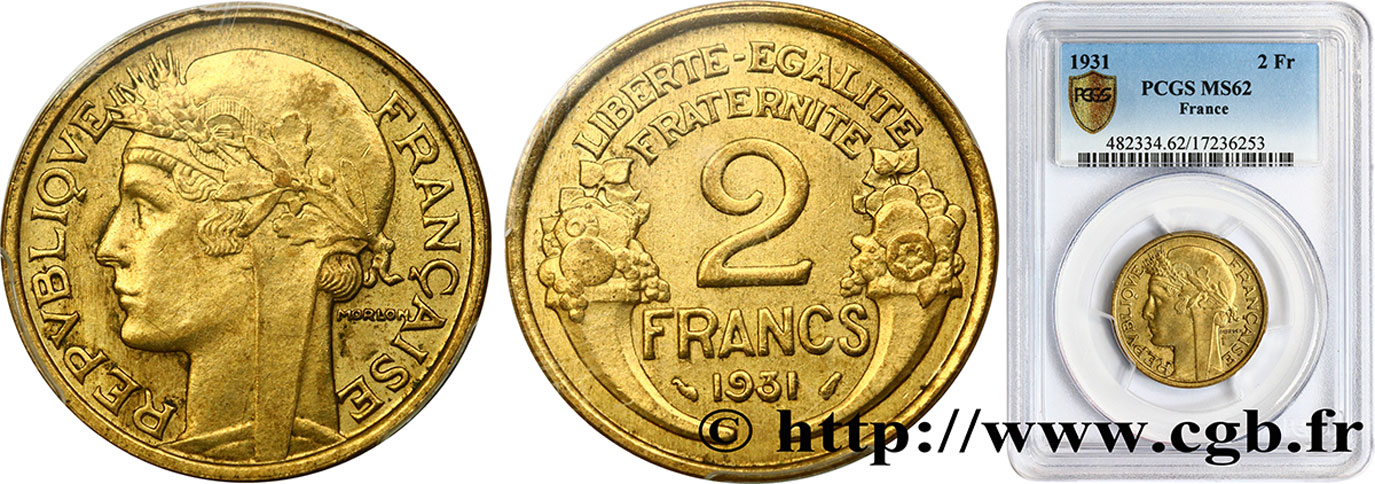 2 francs Morlon 1931  F.268/2 MS62 PCGS
