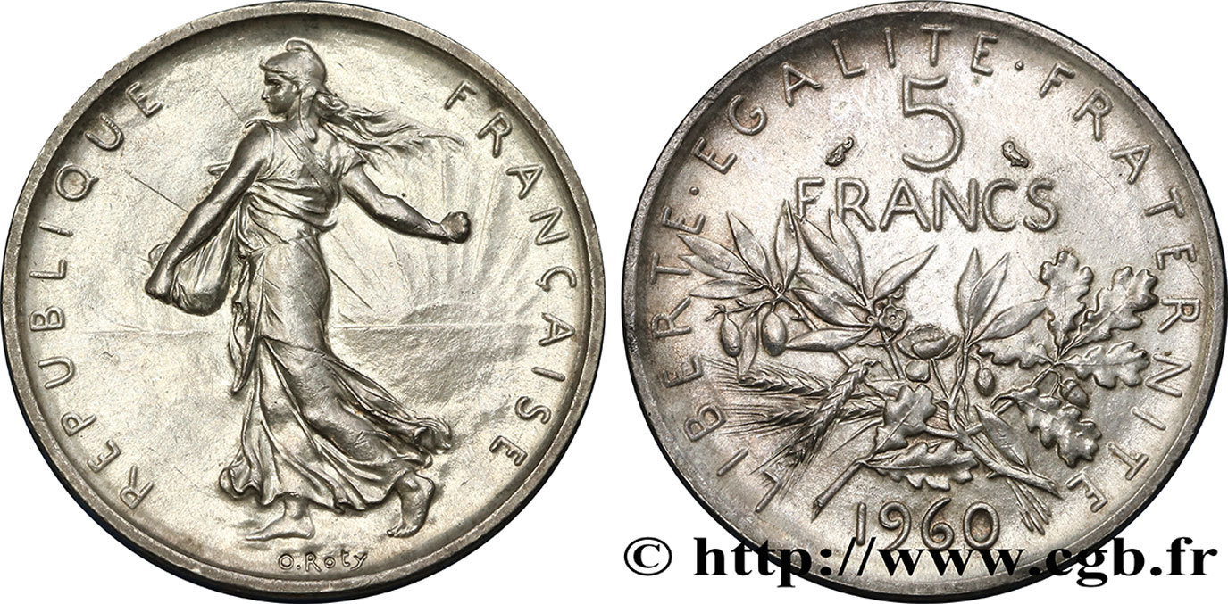 5 francs Semeuse, argent 1960 Paris F.340/4 SUP 