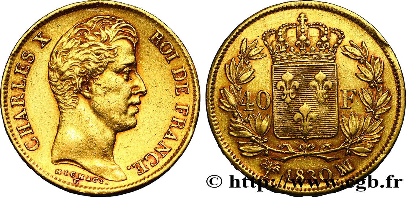40 francs or Charles X, 2e type 1830 Marseille F.544/6 TTB45 
