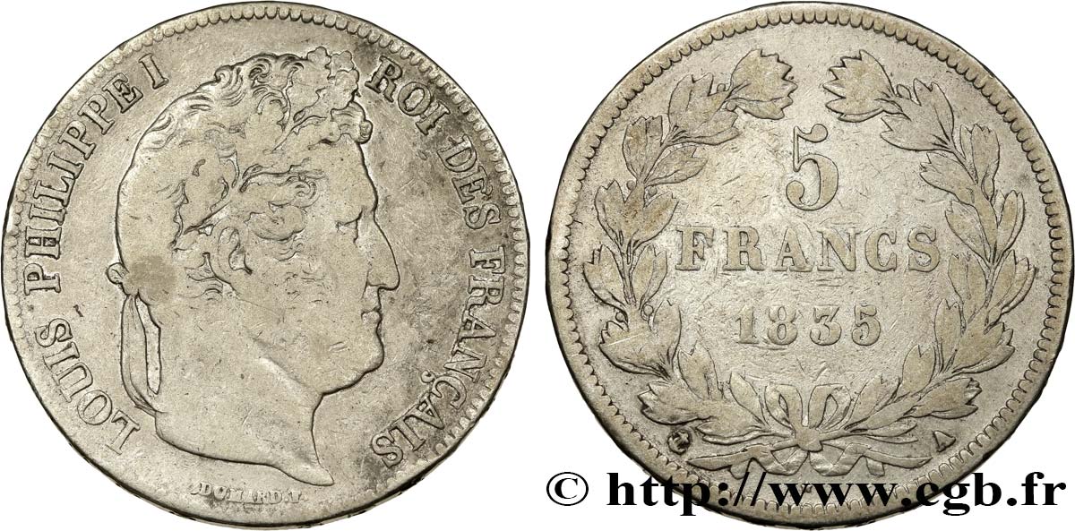 5 francs IIe type Domard 1835 Paris F.324/42 TB15 