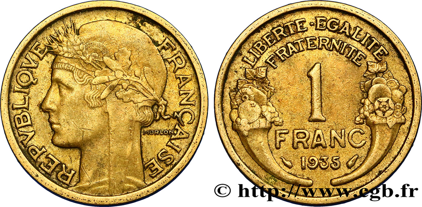 1 franc Morlon 1935 Paris F.219/6 XF40 