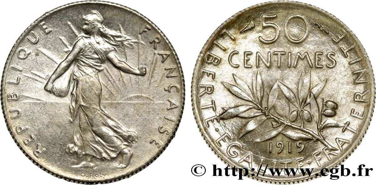 50 centimes Semeuse 1919 Paris F.190/26 MS62 