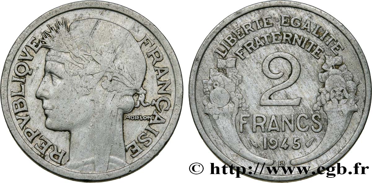 2 francs Morlon, aluminium 1945 Beaumont-Le-Roger F.269/6 TB20 