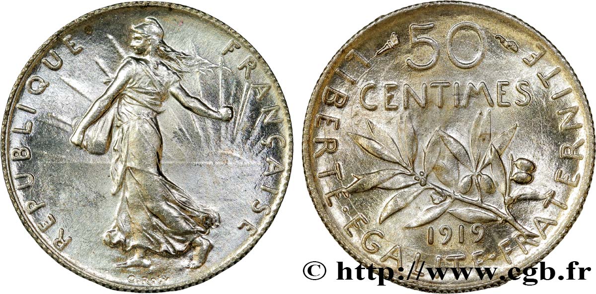 50 centimes Semeuse 1919 Paris F.190/26 EBC62 