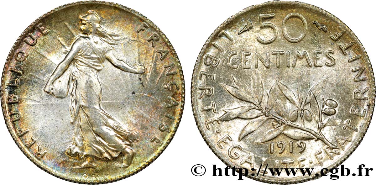 50 centimes Semeuse 1919 Paris F.190/26 SUP62 