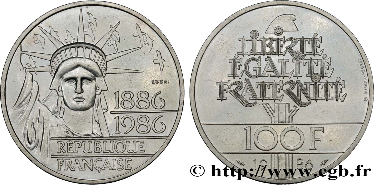 Essai de 100 francs Liberté (Statue de la) 1986 Pessac F.454/1 AU55 