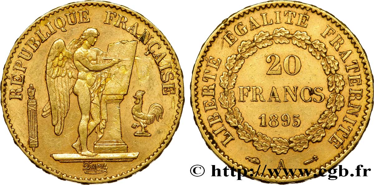 20 francs or Génie, IIIe République 1895 Paris F.533/19 XF45 