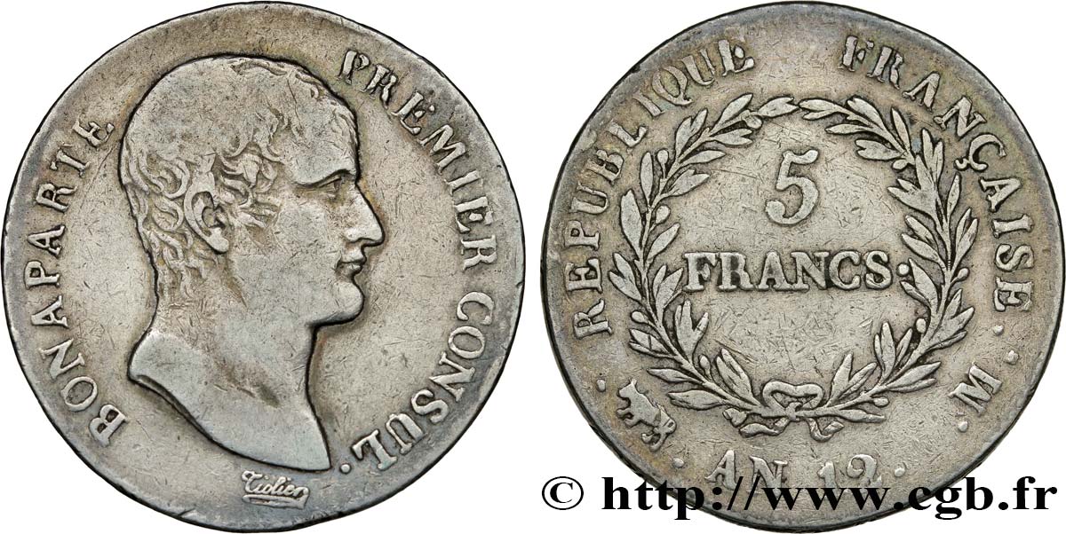 5 francs Bonaparte Premier Consul 1804 Toulouse F.301/19 TB35 
