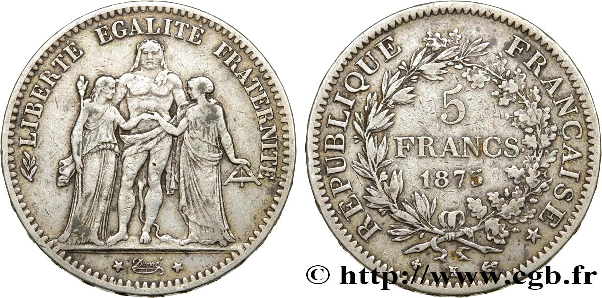 5 francs Hercule 1875 Bordeaux F.334/16 TB35 