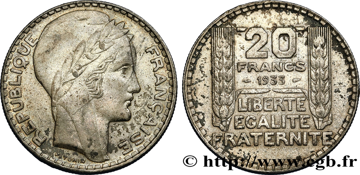 20 francs Turin, rameaux longs 1933  F.400/5 TTB42 