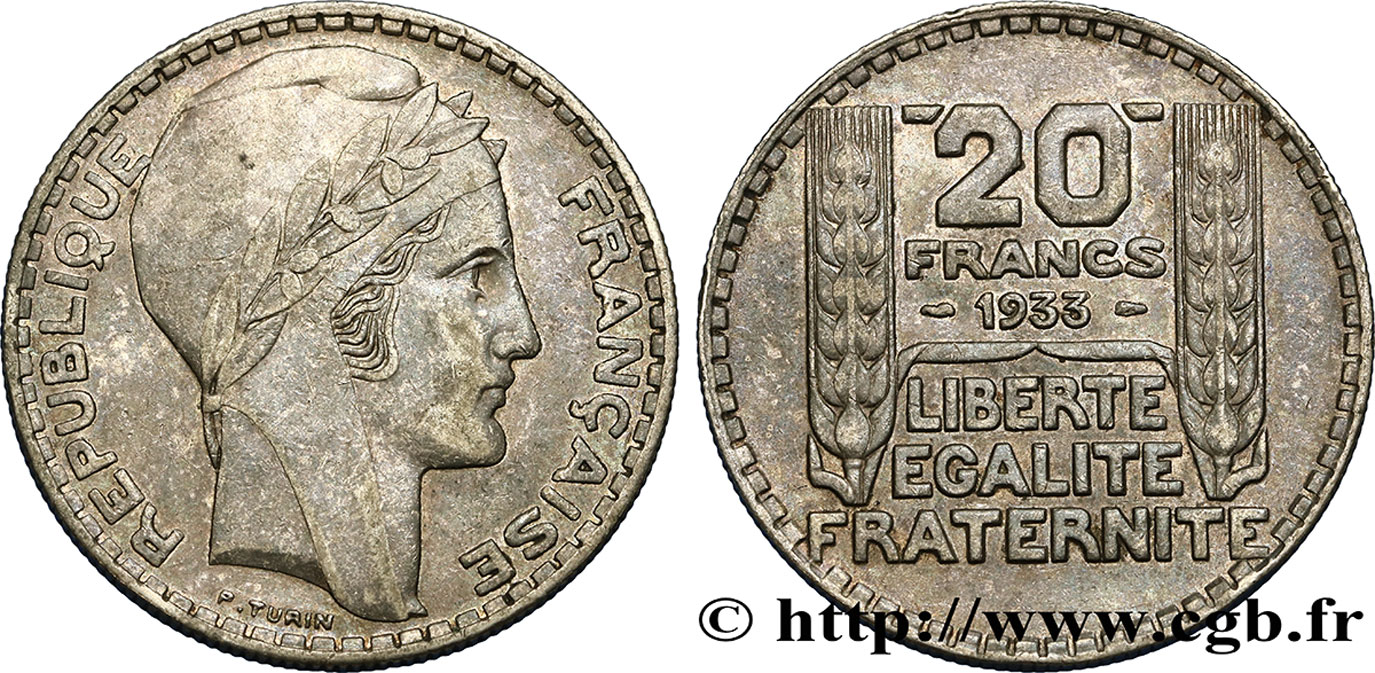 20 francs Turin, rameaux longs 1933  F.400/5 TTB48 
