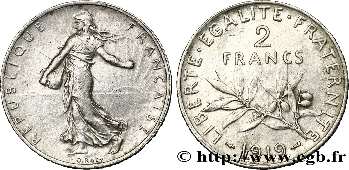 2 francs Semeuse 1919  F.266/21 AU52 
