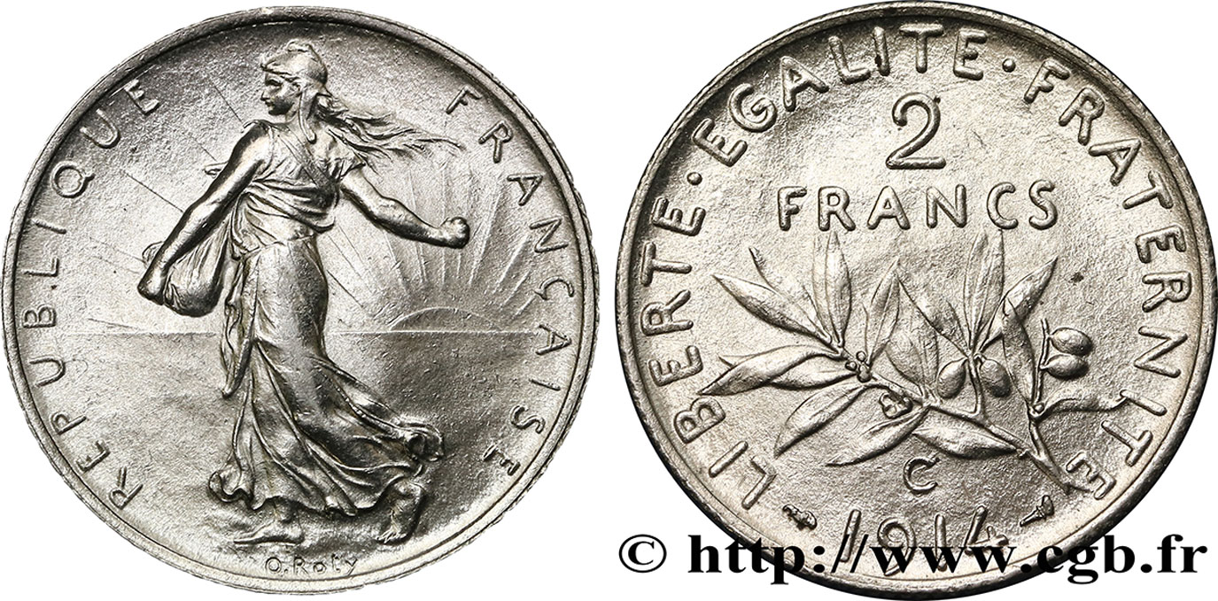 2 francs Semeuse 1914 Castelsarrasin F.266/16 SUP55 
