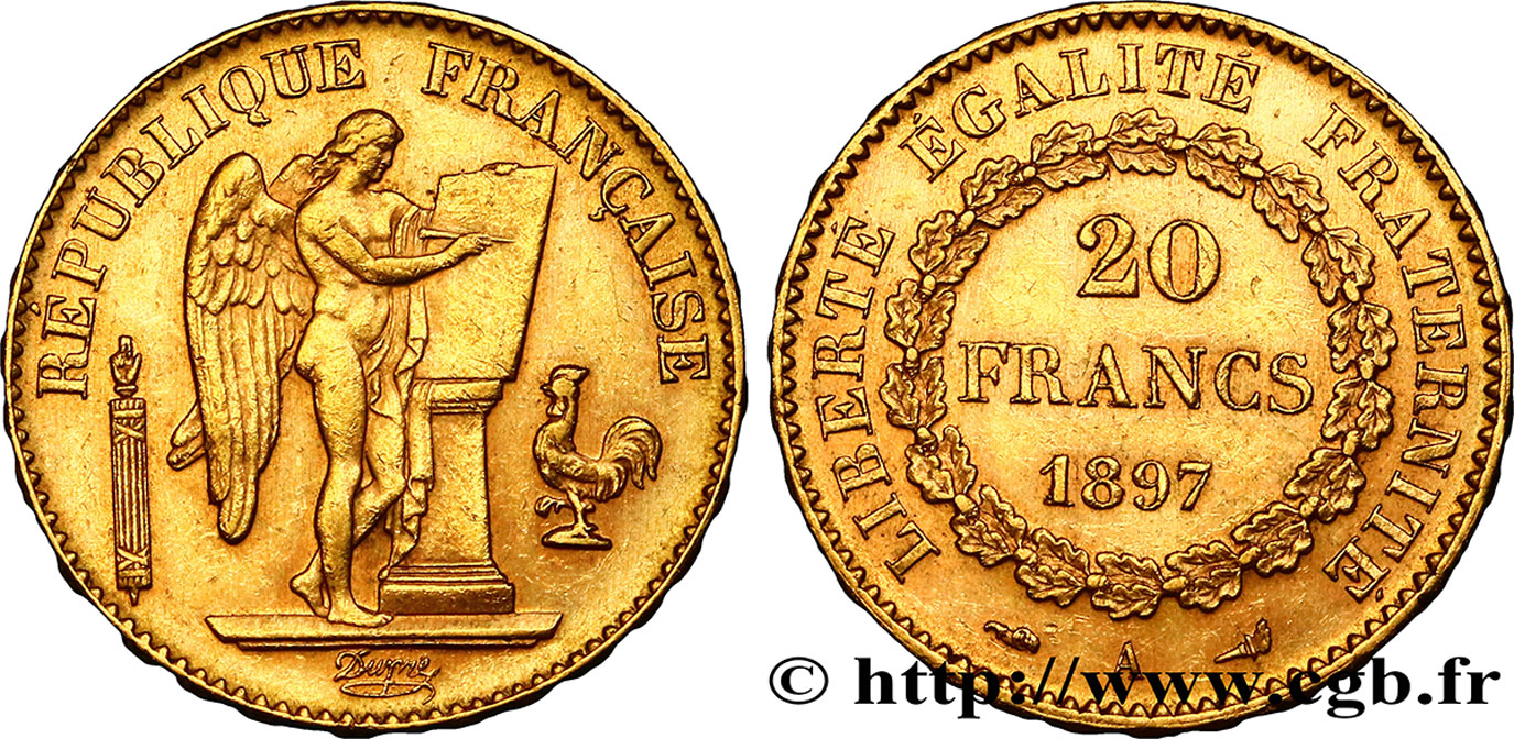 20 francs or Génie, Troisième République 1897 Paris F.533/22 TTB54 