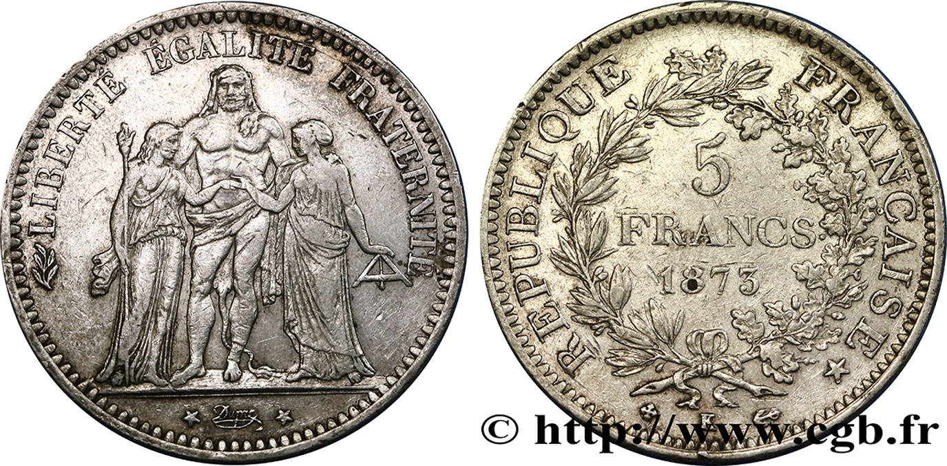 5 francs Hercule 1873 Bordeaux F.334/11 TB35 