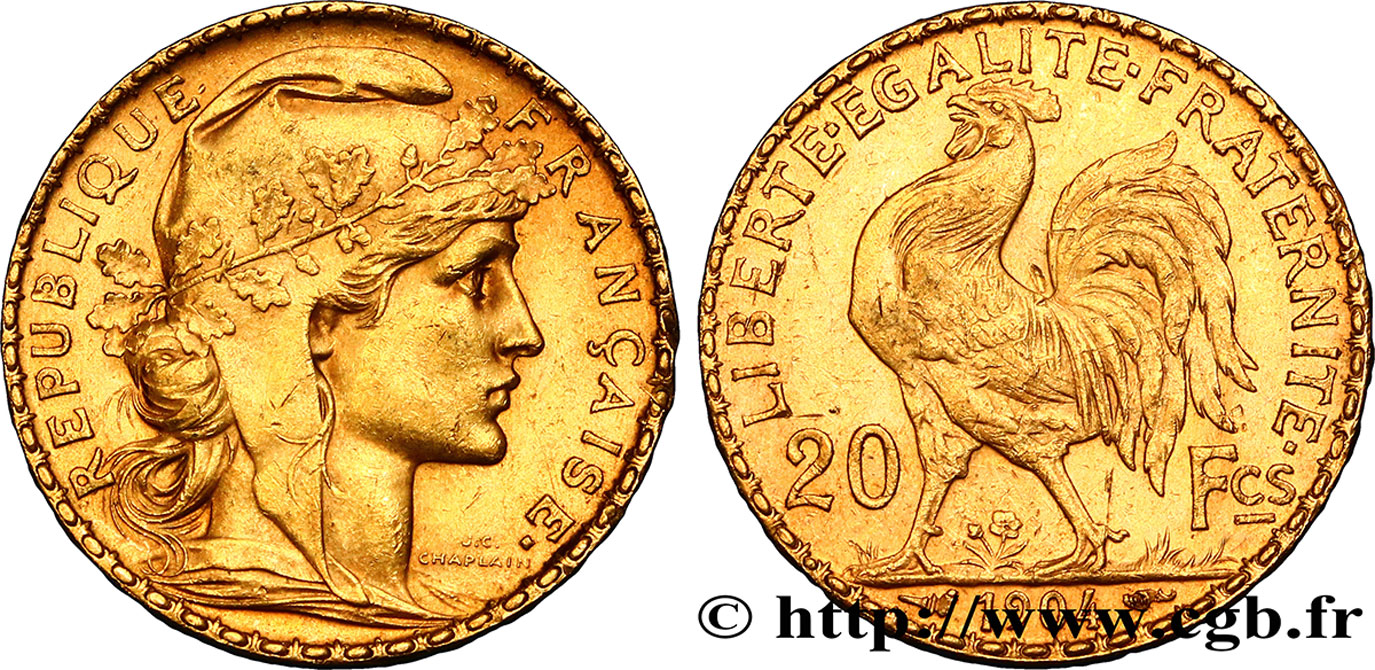 20 francs or Coq, Dieu protège la France 1904 Paris F.534/9 TTB54 