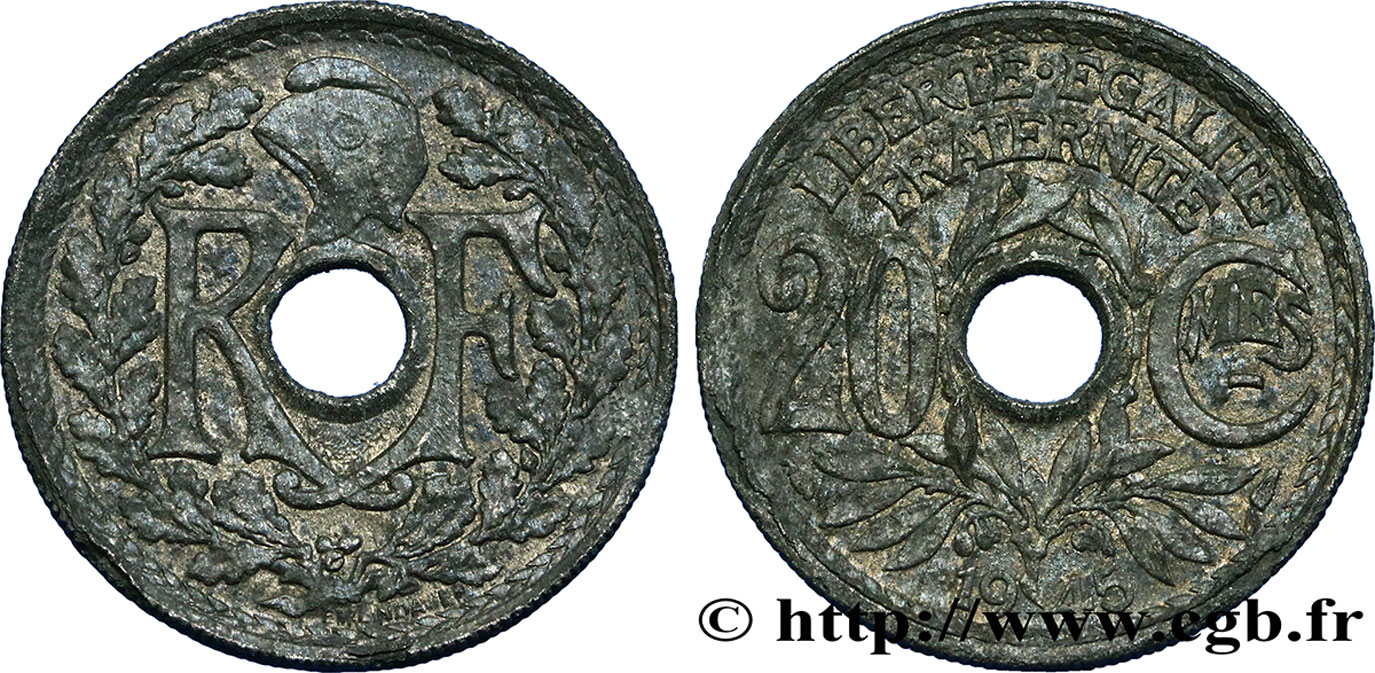 20 centimes Lindauer Zinc 1945  F.155/2 AU52 